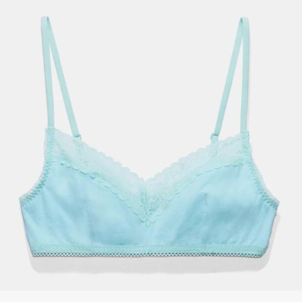 Crystal Blue Fenty Cotton Essentials Lace Trim Bralette!
